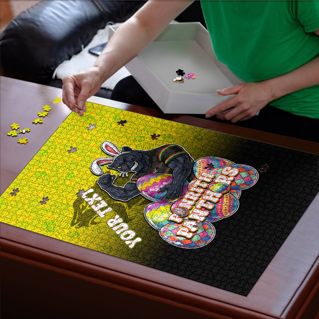 Personalized Penrith Panthers Puzzle Easter Mascot - Colorful Eggs Cartoon Style