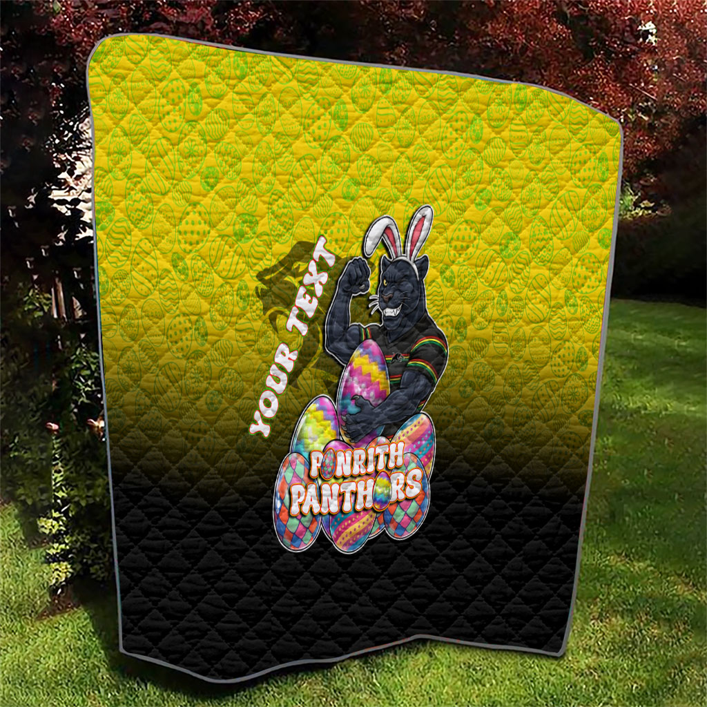 Personalized Penrith Panthers Quilt Easter Mascot - Colorful Eggs Cartoon Style