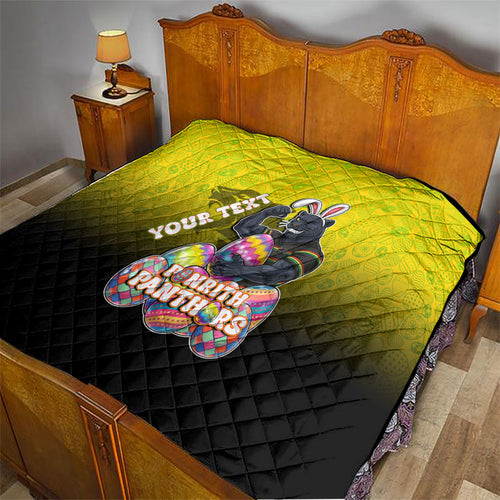 Personalized Penrith Panthers Quilt Easter Mascot - Colorful Eggs Cartoon Style