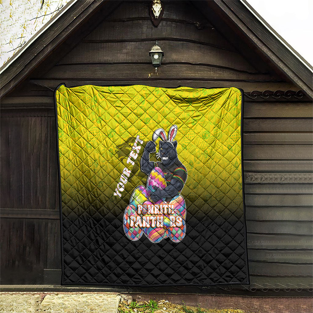 Personalized Penrith Panthers Quilt Easter Mascot - Colorful Eggs Cartoon Style