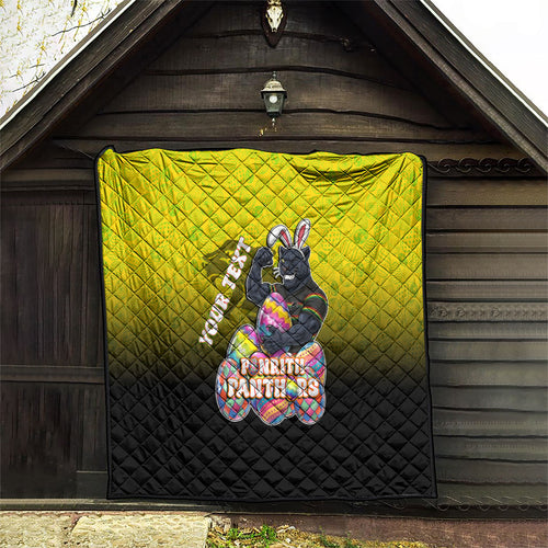Personalized Penrith Panthers Quilt Easter Mascot - Colorful Eggs Cartoon Style