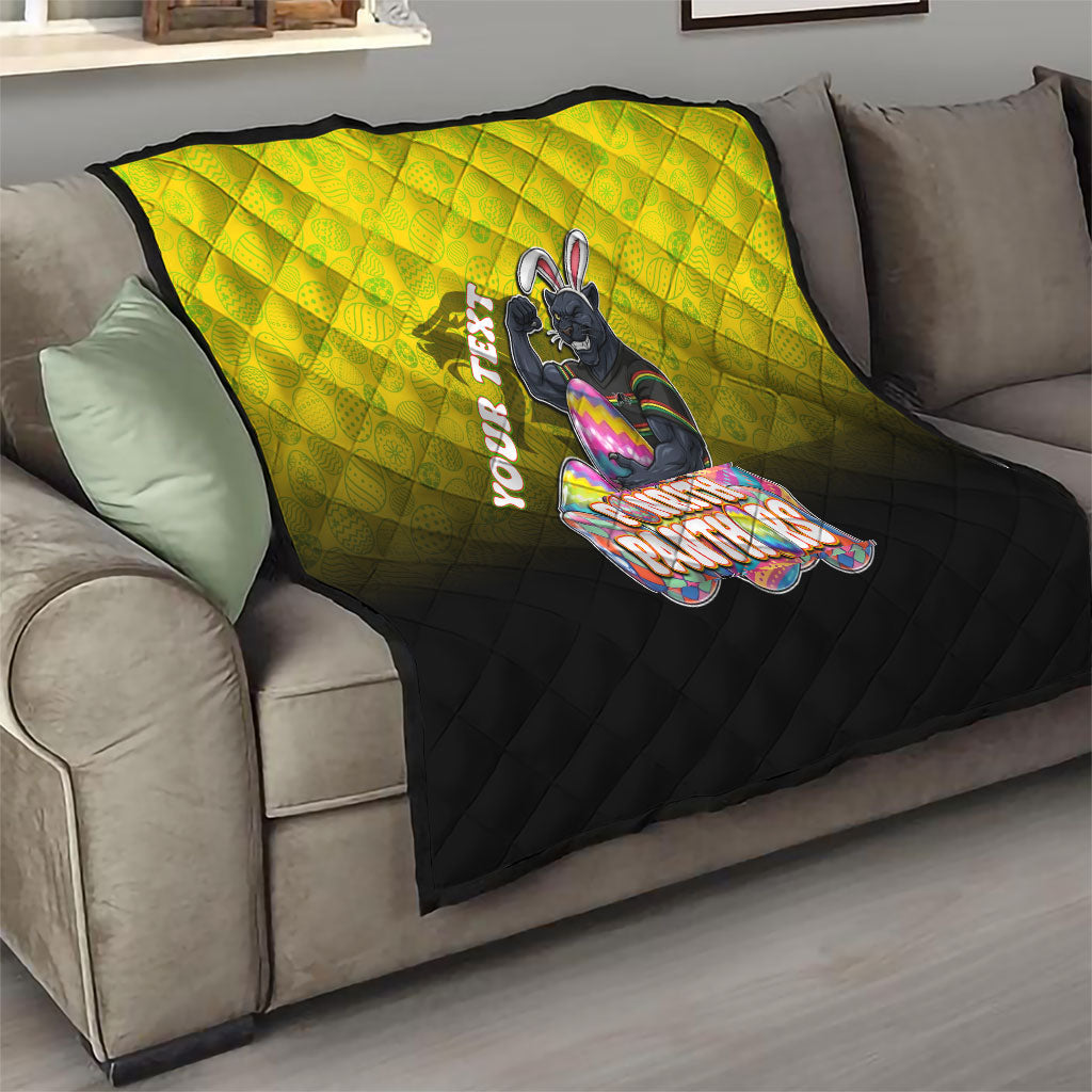 Personalized Penrith Panthers Quilt Easter Mascot - Colorful Eggs Cartoon Style