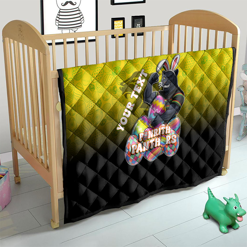 Personalized Penrith Panthers Quilt Easter Mascot - Colorful Eggs Cartoon Style