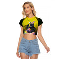 Personalized Penrith Panthers Raglan Cropped T Shirt Easter Mascot - Colorful Eggs Cartoon Style