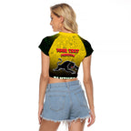 Personalized Penrith Panthers Raglan Cropped T Shirt Easter Mascot - Colorful Eggs Cartoon Style
