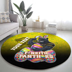 Personalized Penrith Panthers Round Carpet Easter Mascot - Colorful Eggs Cartoon Style