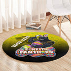 Personalized Penrith Panthers Round Carpet Easter Mascot - Colorful Eggs Cartoon Style