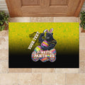 Personalized Penrith Panthers Rubber Doormat Easter Mascot - Colorful Eggs Cartoon Style
