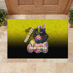 Personalized Penrith Panthers Rubber Doormat Easter Mascot - Colorful Eggs Cartoon Style