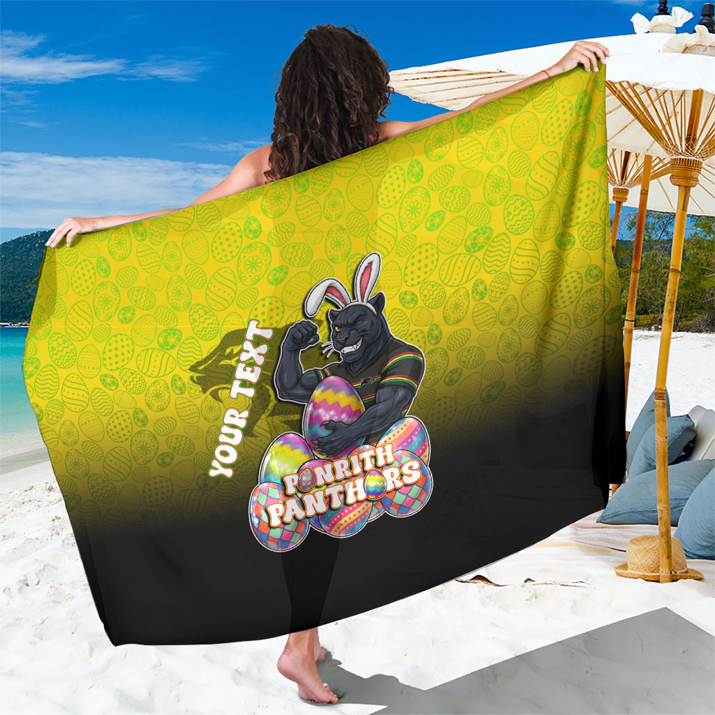 Personalized Penrith Panthers Sarong Easter Mascot - Colorful Eggs Cartoon Style