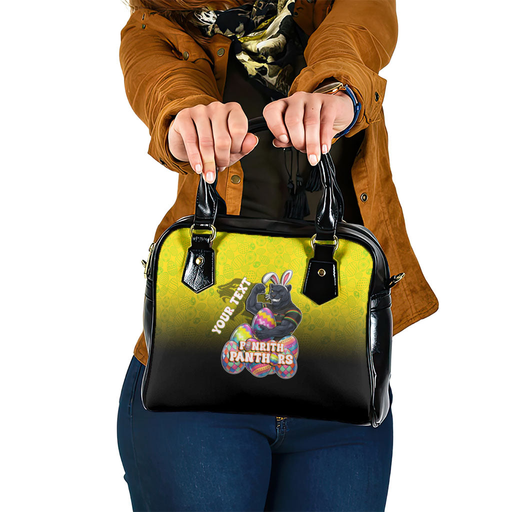 Personalized Penrith Panthers Shoulder Handbag Easter Mascot - Colorful Eggs Cartoon Style