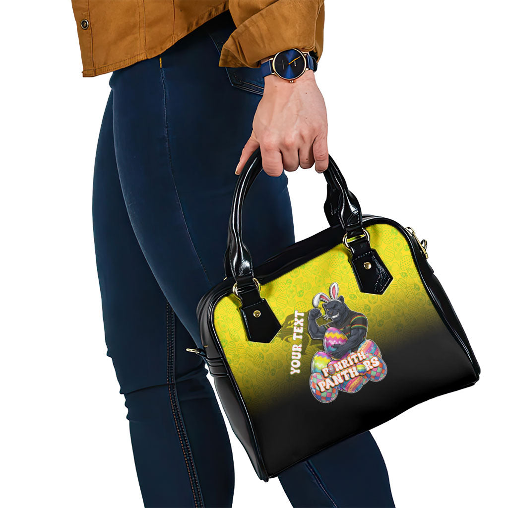 Personalized Penrith Panthers Shoulder Handbag Easter Mascot - Colorful Eggs Cartoon Style