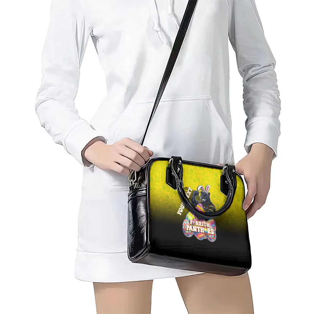 Personalized Penrith Panthers Shoulder Handbag Easter Mascot - Colorful Eggs Cartoon Style