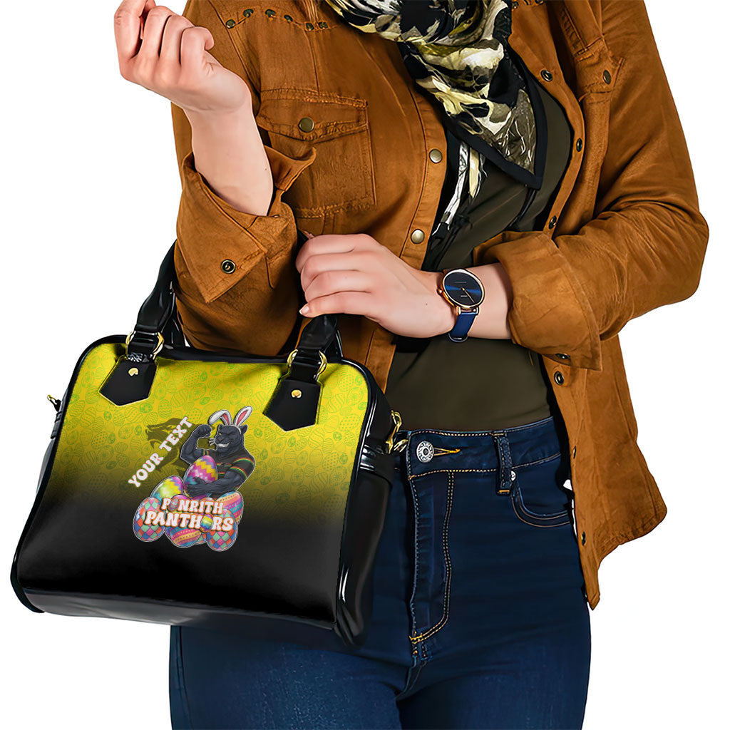 Personalized Penrith Panthers Shoulder Handbag Easter Mascot - Colorful Eggs Cartoon Style