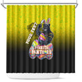 Personalized Penrith Panthers Shower Curtain Easter Mascot - Colorful Eggs Cartoon Style