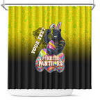 Personalized Penrith Panthers Shower Curtain Easter Mascot - Colorful Eggs Cartoon Style