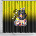 Personalized Penrith Panthers Shower Curtain Easter Mascot - Colorful Eggs Cartoon Style