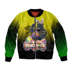 Personalized Penrith Panthers Sleeve Zip Bomber Jacket Easter Mascot - Colorful Eggs Cartoon Style