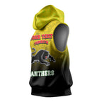 Personalized Penrith Panthers Sleeveless Hoodie Easter Mascot - Colorful Eggs Cartoon Style