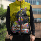 Personalized Penrith Panthers Sleeveless Puffer Jacket Easter Mascot - Colorful Eggs Cartoon Style