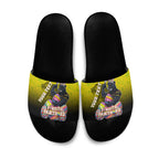Personalized Penrith Panthers Slide Sandals Easter Mascot - Colorful Eggs Cartoon Style