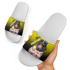 Personalized Penrith Panthers Slide Sandals Easter Mascot - Colorful Eggs Cartoon Style