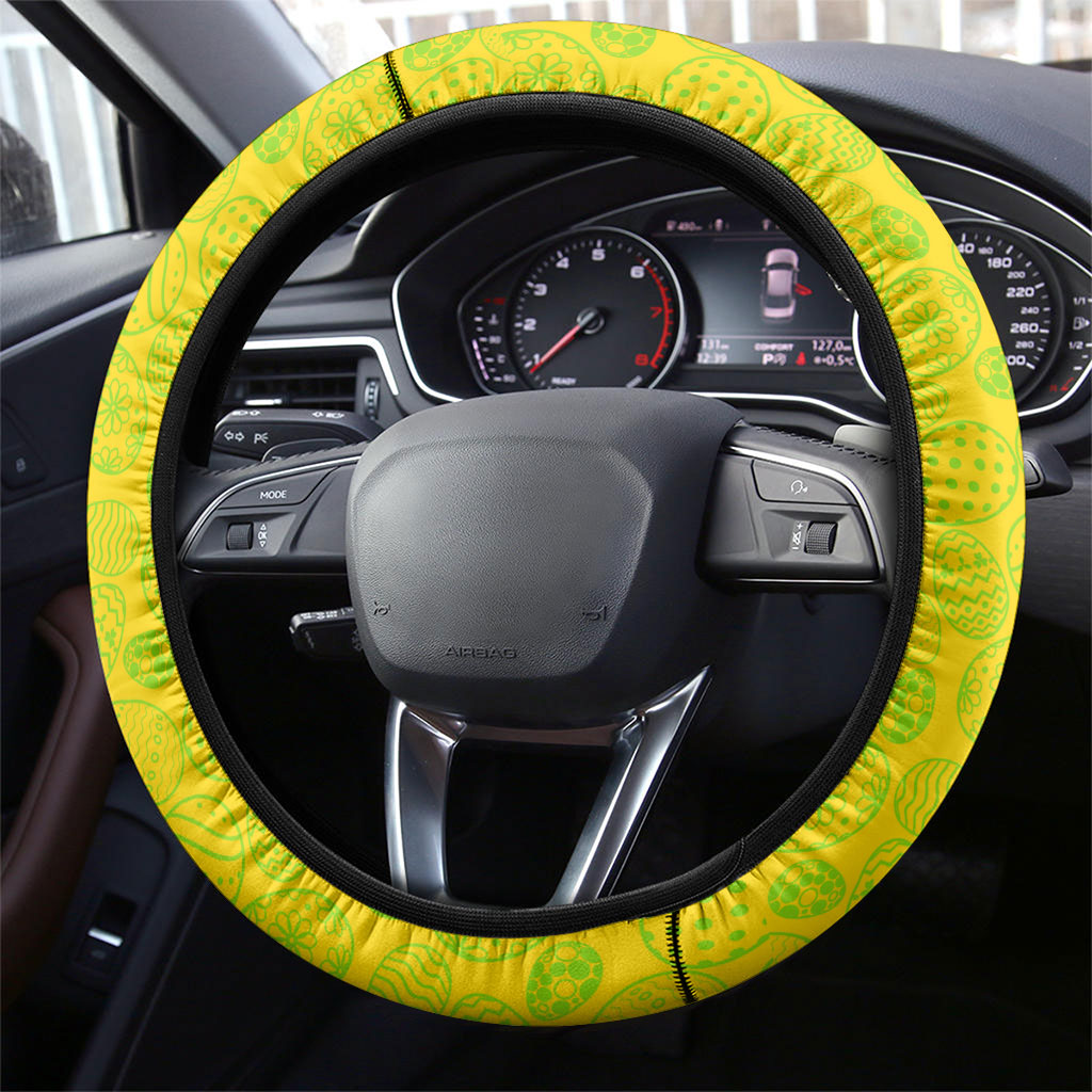 Penrith Panthers Steering Wheel Cover Easter Mascot - Colorful Eggs Cartoon Style