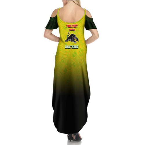 Personalized Penrith Panthers Summer Maxi Dress Easter Mascot - Colorful Eggs Cartoon Style
