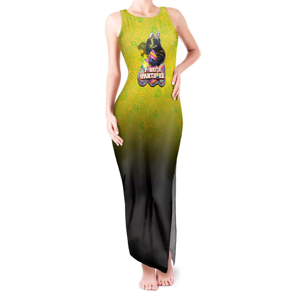 Personalized Penrith Panthers Tank Maxi Dress Easter Mascot - Colorful Eggs Cartoon Style