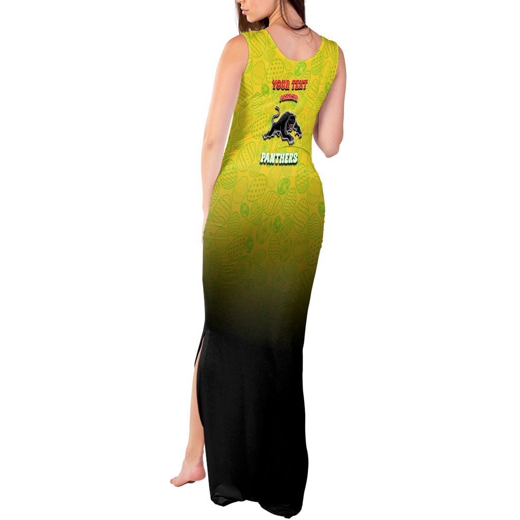 Personalized Penrith Panthers Tank Maxi Dress Easter Mascot - Colorful Eggs Cartoon Style