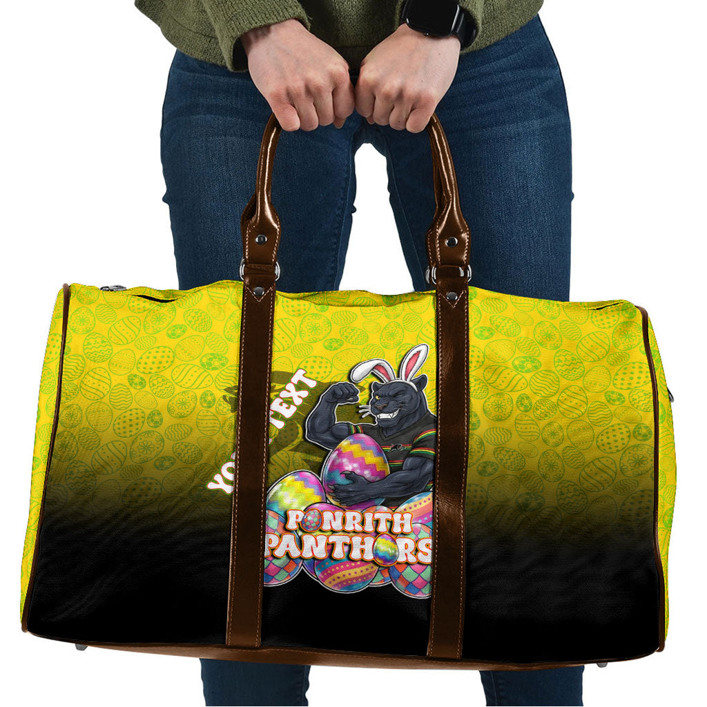 Personalized Penrith Panthers Travel Bag Easter Mascot - Colorful Eggs Cartoon Style