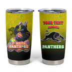 Personalized Penrith Panthers Tumbler Cup Easter Mascot - Colorful Eggs Cartoon Style