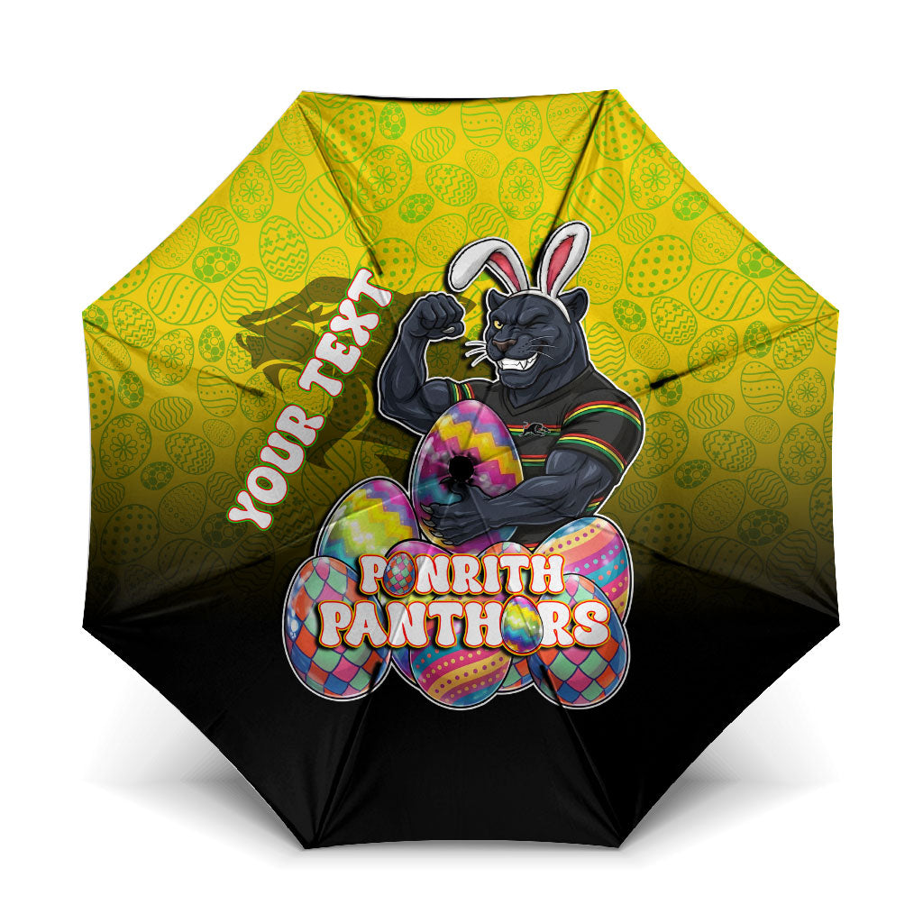 Personalized Penrith Panthers Umbrella Easter Mascot - Colorful Eggs Cartoon Style
