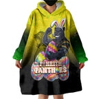 Personalized Penrith Panthers Wearable Blanket Hoodie Easter Mascot - Colorful Eggs Cartoon Style