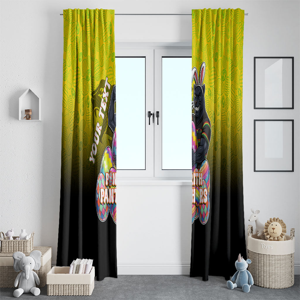 Personalized Penrith Panthers Window Curtain Easter Mascot - Colorful Eggs Cartoon Style