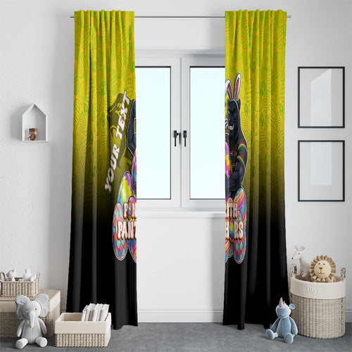 Personalized Penrith Panthers Window Curtain Easter Mascot - Colorful Eggs Cartoon Style