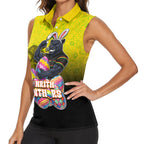 Personalized Penrith Panthers Women Sleeveless Polo Shirt Easter Mascot - Colorful Eggs Cartoon Style