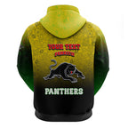Personalized Penrith Panthers Zip Hoodie Easter Mascot - Colorful Eggs Cartoon Style