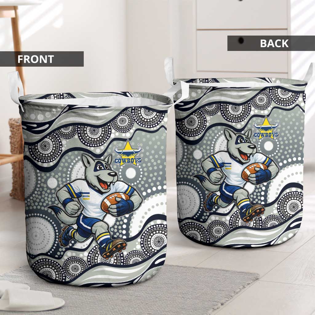 North Queensland Cowboys Laundry Basket Aboriginal Dot Pattern - Rugby Mascot Heritage Pride