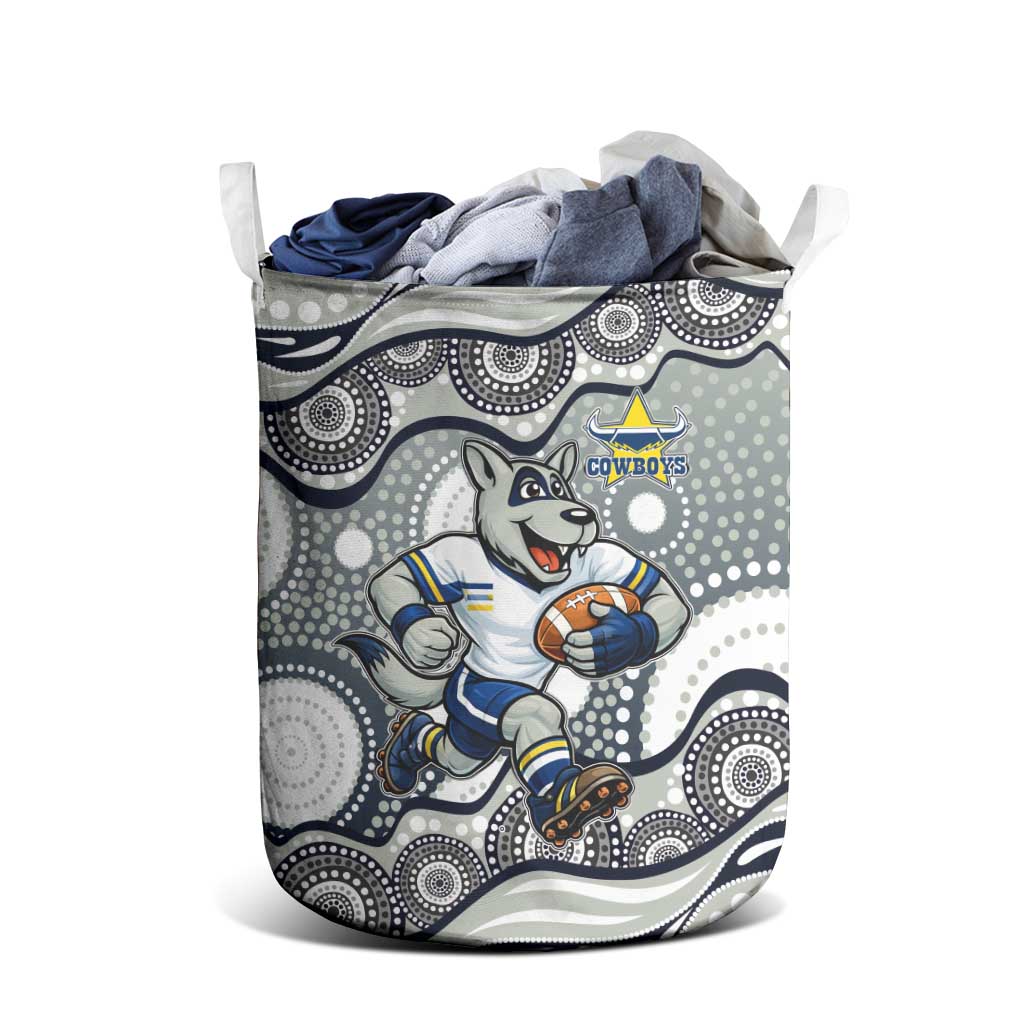 North Queensland Cowboys Laundry Basket Aboriginal Dot Pattern - Rugby Mascot Heritage Pride
