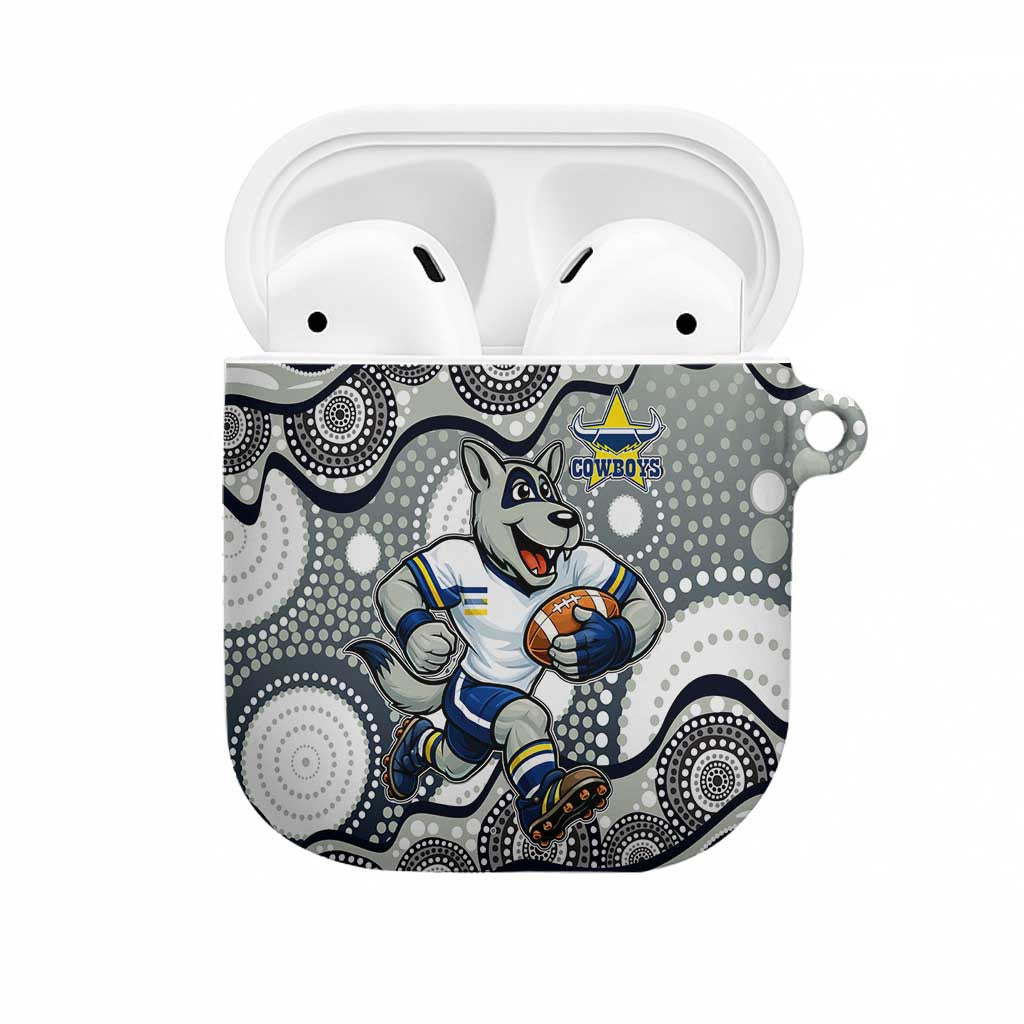 North Queensland Cowboys AirPods Case Aboriginal Dot Pattern - Rugby Mascot Heritage Pride