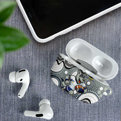 North Queensland Cowboys AirPods Case Aboriginal Dot Pattern - Rugby Mascot Heritage Pride