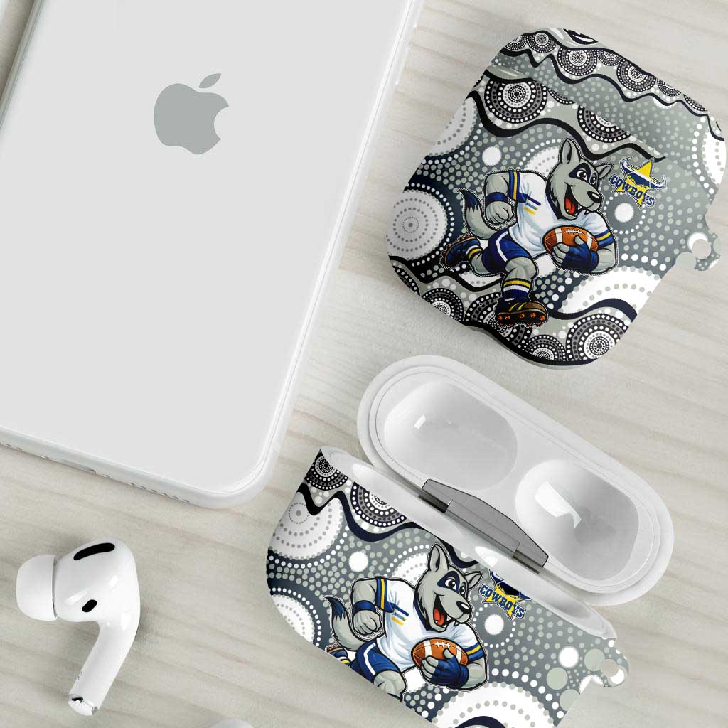 North Queensland Cowboys AirPods Case Aboriginal Dot Pattern - Rugby Mascot Heritage Pride