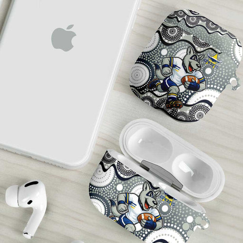 North Queensland Cowboys AirPods Case Aboriginal Dot Pattern - Rugby Mascot Heritage Pride