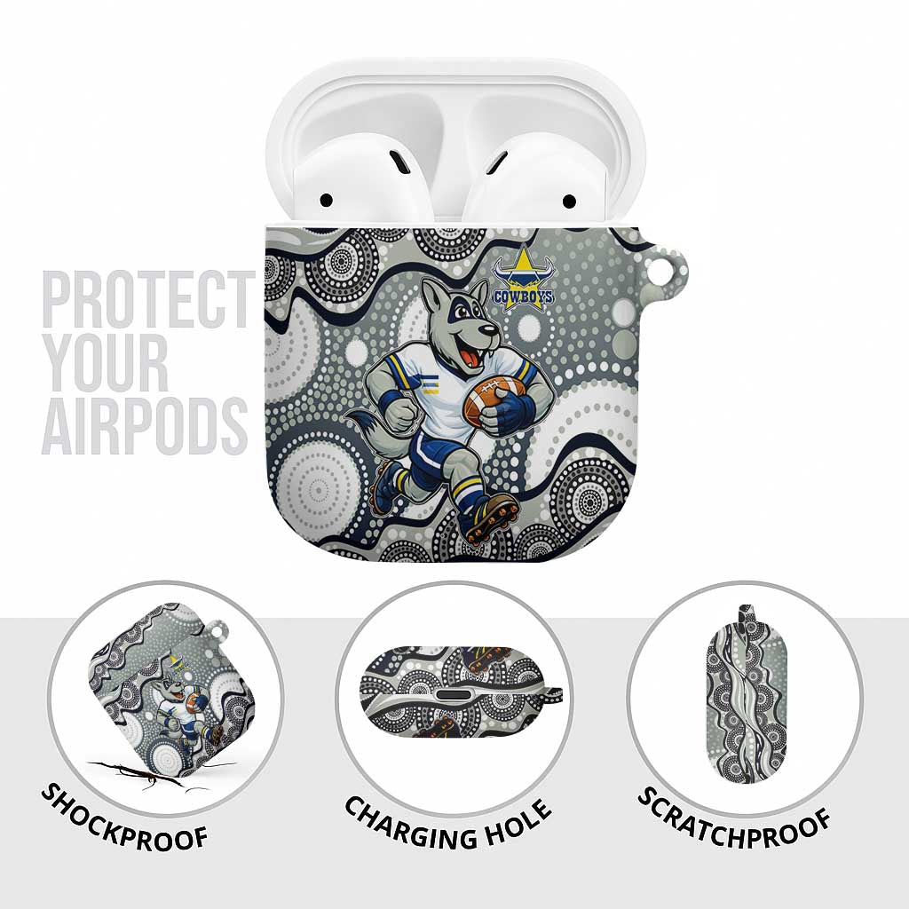 North Queensland Cowboys AirPods Case Aboriginal Dot Pattern - Rugby Mascot Heritage Pride