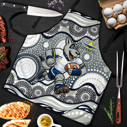 North Queensland Cowboys Apron Aboriginal Dot Pattern - Rugby Mascot Heritage Pride