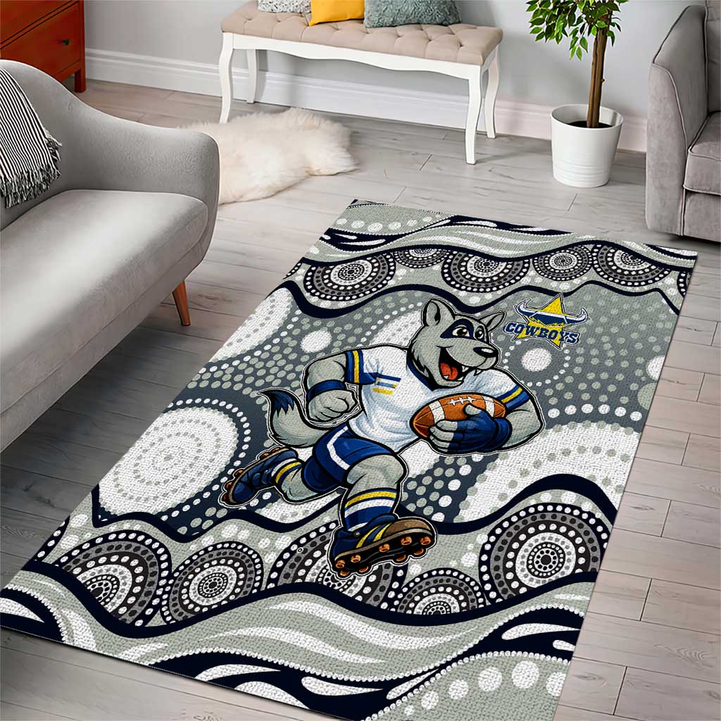 North Queensland Cowboys Area Rug Aboriginal Dot Pattern - Rugby Mascot Heritage Pride