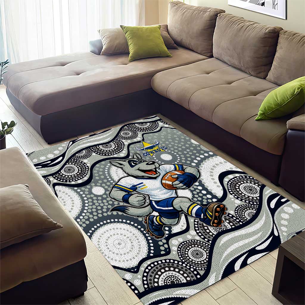 North Queensland Cowboys Area Rug Aboriginal Dot Pattern - Rugby Mascot Heritage Pride