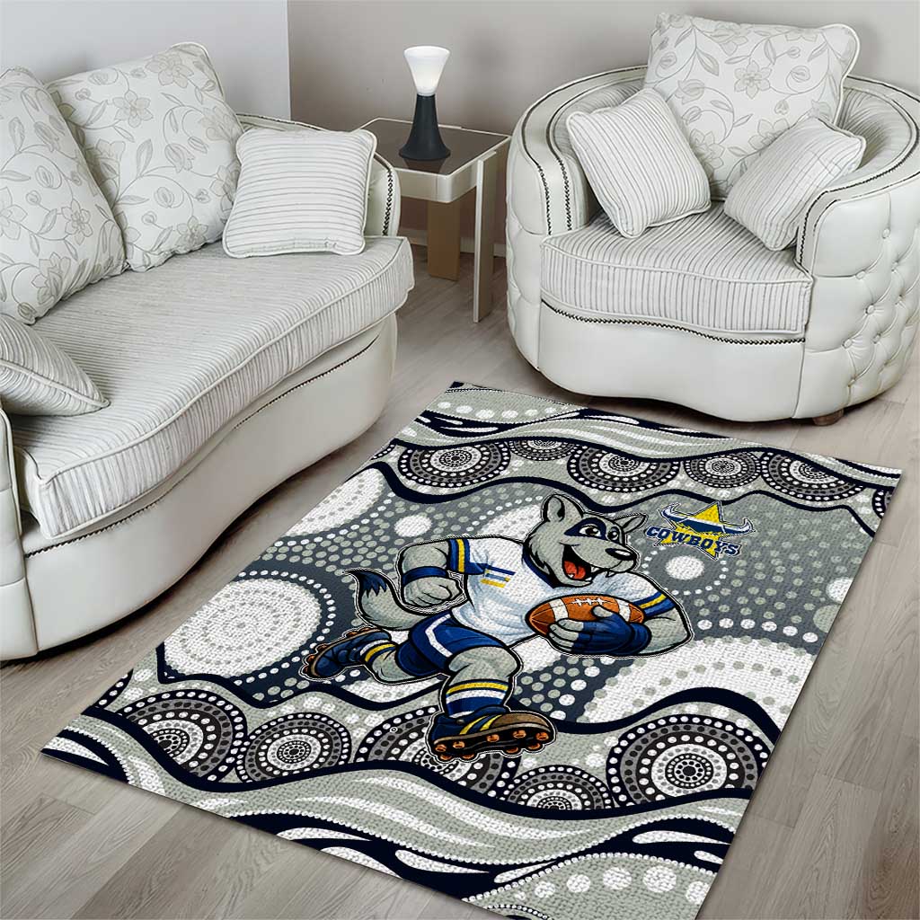 North Queensland Cowboys Area Rug Aboriginal Dot Pattern - Rugby Mascot Heritage Pride