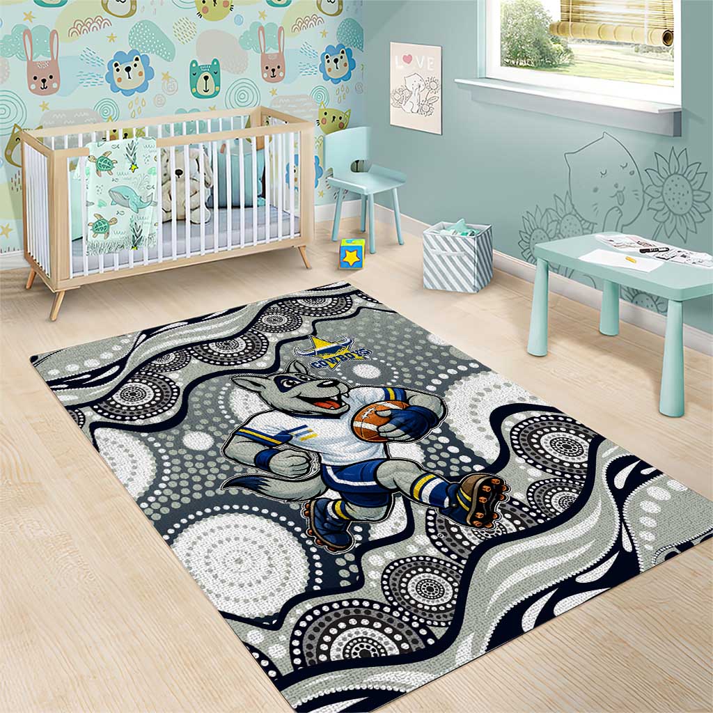 North Queensland Cowboys Area Rug Aboriginal Dot Pattern - Rugby Mascot Heritage Pride